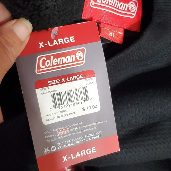 Coleman waffle knit sherpa lined pullover front pocket shirt NWT black - Picture 6 of 9